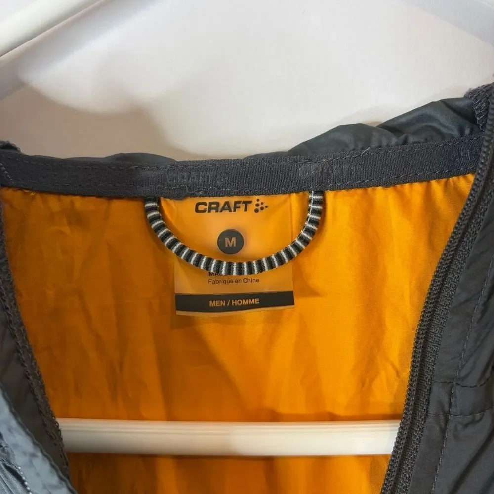 Craft Mens Running Jacket Windbreaker in Charcoal and Bright Orange size Medium
